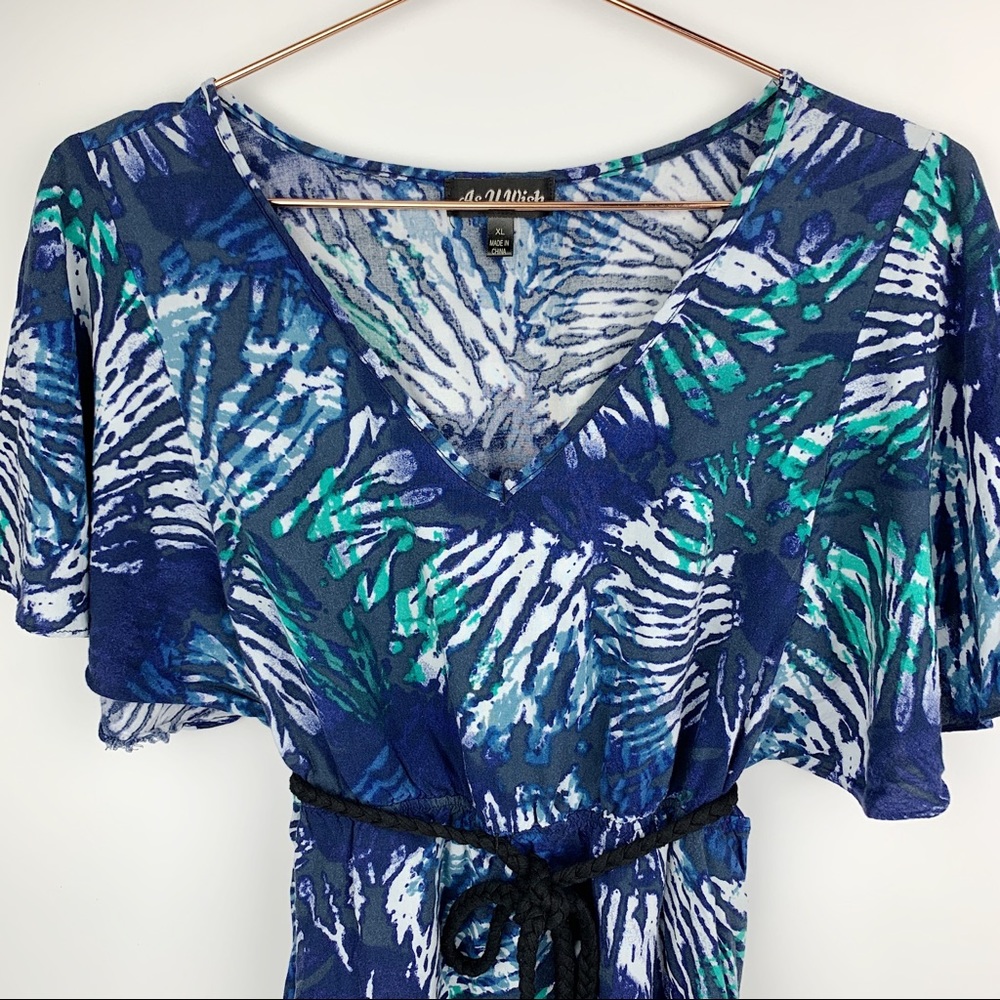 As U Wish Tie-Dye Flutter Sleeve Mini Dress Tunic - Picture 4 of 10